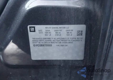 2014 Chevrolet Cruze 1Lt Auto из США, поврежденный, VIN 1G1PC5SB9E7256808